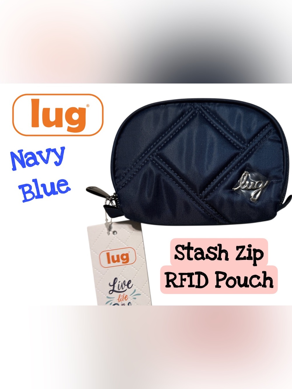 Lug Stash Zip RFID Pouch NWT Navy Blue